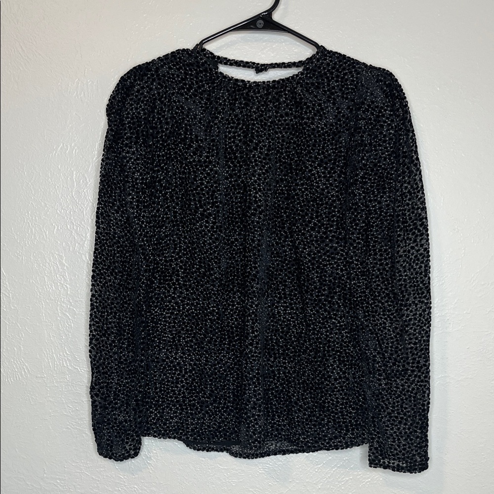 NWT Velvety Dotted Express Blouse with Sheer Sleeves and Peekaboo Back - Size S